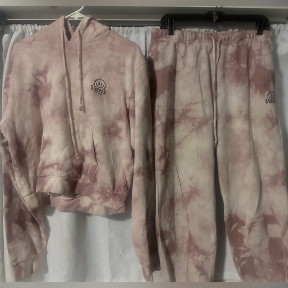 Vans Pink Tie-Dye Sweatsuit Hoodie with Matching Joggers Medium - Picture 2 of 9